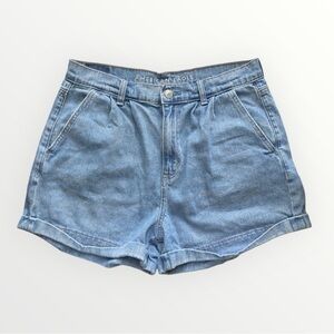 American Eagle Mom Shorts Rolled Cuff Pleated High Rise Denim Size 8